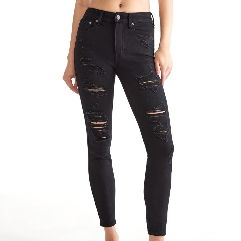 Black Distressed Skinny Jeans - AEROPOSTLE - Size 000